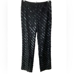 Giorgio Armani Black Sequin Pants Silk Blend Evening Party Glam Italy S